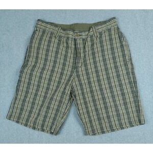 The North Face Men's Tribe Cargo Canvas Shorts Green Plaid Outdoor Hiking Sz 34